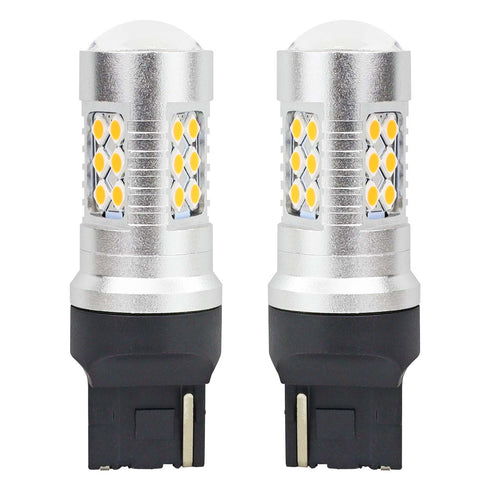Set becuri auto cu LED CANBUS, 3030, 24SMD, compatibil T20, 7440, WY21W, Portocaliu, 12V / 24V, destinat competitiilor auto sau off-road